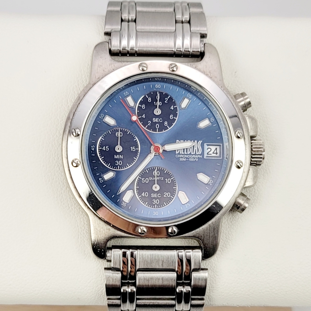 Bill Blass Men’s Stainless Steel Quartz Chronograph VD57 – Blue Dial BS1043